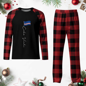 Cabo Verde Elegant Script Flag Graphic Plaid Pajama Set Cape Verde Minimalist Cursive National Pride Gift TS02 Buffalo Plaid Print Your Wear