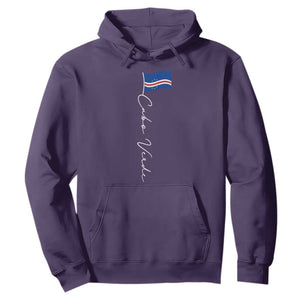 Cabo Verde Elegant Script Flag Graphic Hoodie Cape Verde Minimalist Cursive National Pride Gift TS02 Purple Print Your Wear