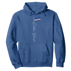 Cabo Verde Elegant Script Flag Graphic Hoodie Cape Verde Minimalist Cursive National Pride Gift TS02 Royal Blue Print Your Wear