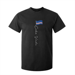 Cabo Verde Elegant Script Flag Graphic T Shirt For Kid Cape Verde Minimalist Cursive National Pride Gift TS02 Black Print Your Wear