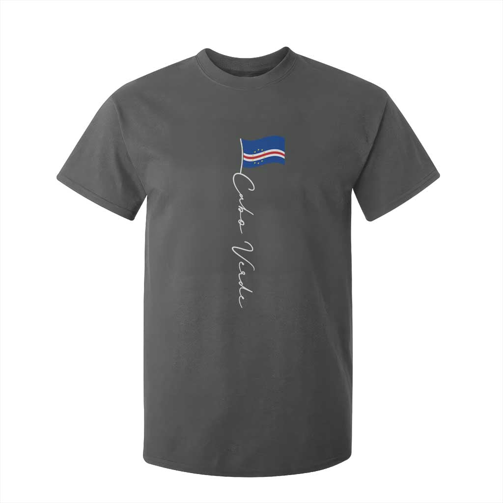Cabo Verde Elegant Script Flag Graphic T Shirt For Kid Cape Verde Minimalist Cursive National Pride Gift TS02 Dark Heather Print Your Wear