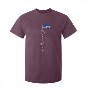 Cabo Verde Elegant Script Flag Graphic T Shirt For Kid Cape Verde Minimalist Cursive National Pride Gift TS02 Maroon Print Your Wear