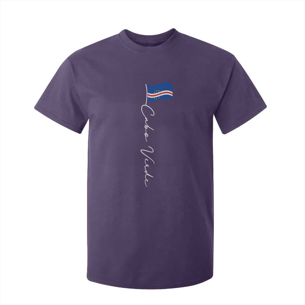 Cabo Verde Elegant Script Flag Graphic T Shirt For Kid Cape Verde Minimalist Cursive National Pride Gift TS02 Purple Print Your Wear