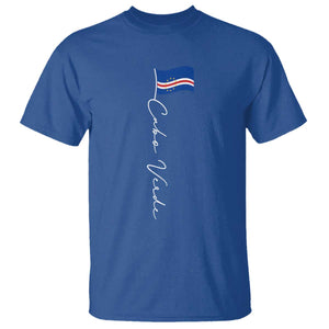 Cabo Verde Elegant Script Flag Graphic T Shirt Cape Verde Minimalist Cursive National Pride Gift TS02 Royal Blue Print Your Wear