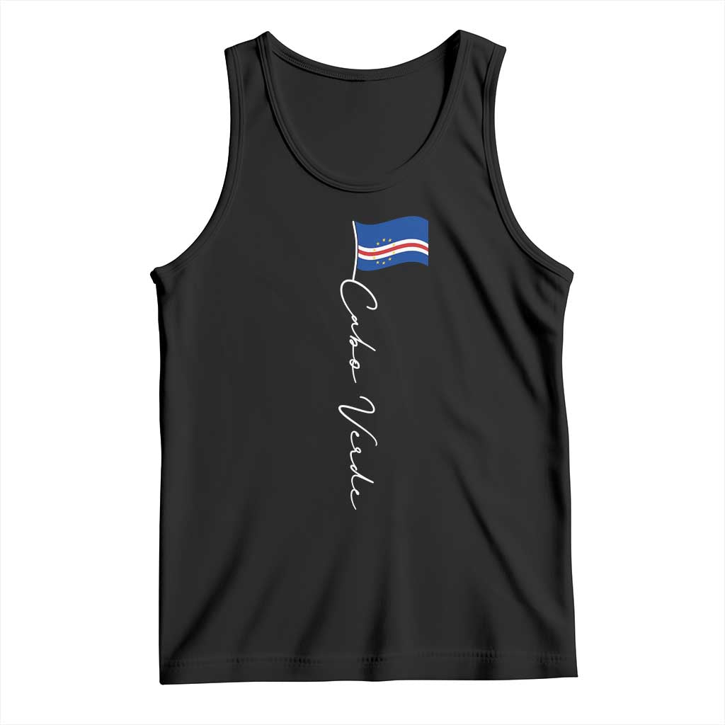 Cabo Verde Elegant Script Flag Graphic Tank Top Cape Verde Minimalist Cursive National Pride Gift TS02 Black Print Your Wear