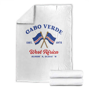 Cabo Verde West Africa Crossed Flags Throw Blanket Cape Verde Est 1975 Retro National Pride TS02 White Print Your Wear