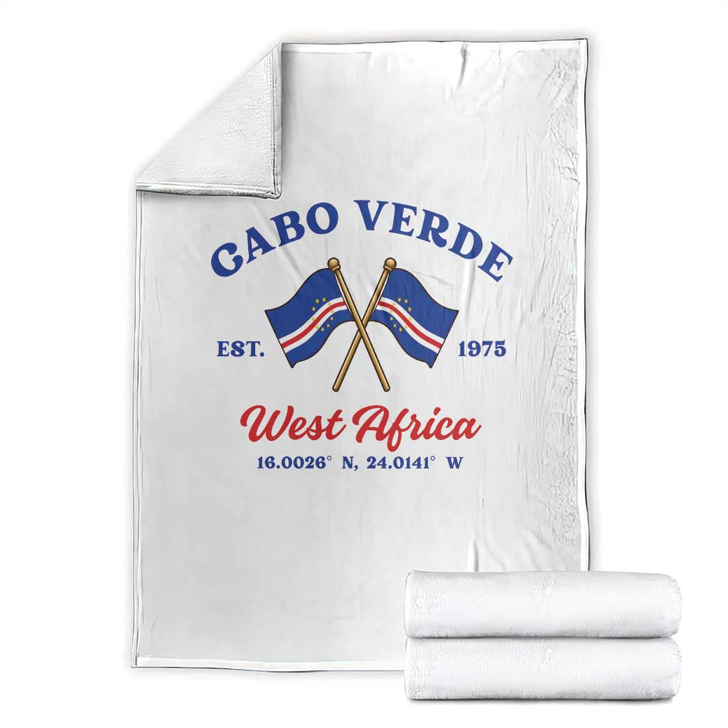 Cabo Verde West Africa Crossed Flags Throw Blanket Cape Verde Est 1975 Retro National Pride TS02 White Print Your Wear