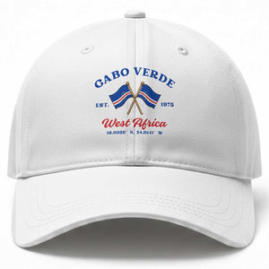 Cabo Verde West Africa Crossed Flags Baseball Cap Cape Verde Est 1975 Retro National Pride TS02 Print Your Wear