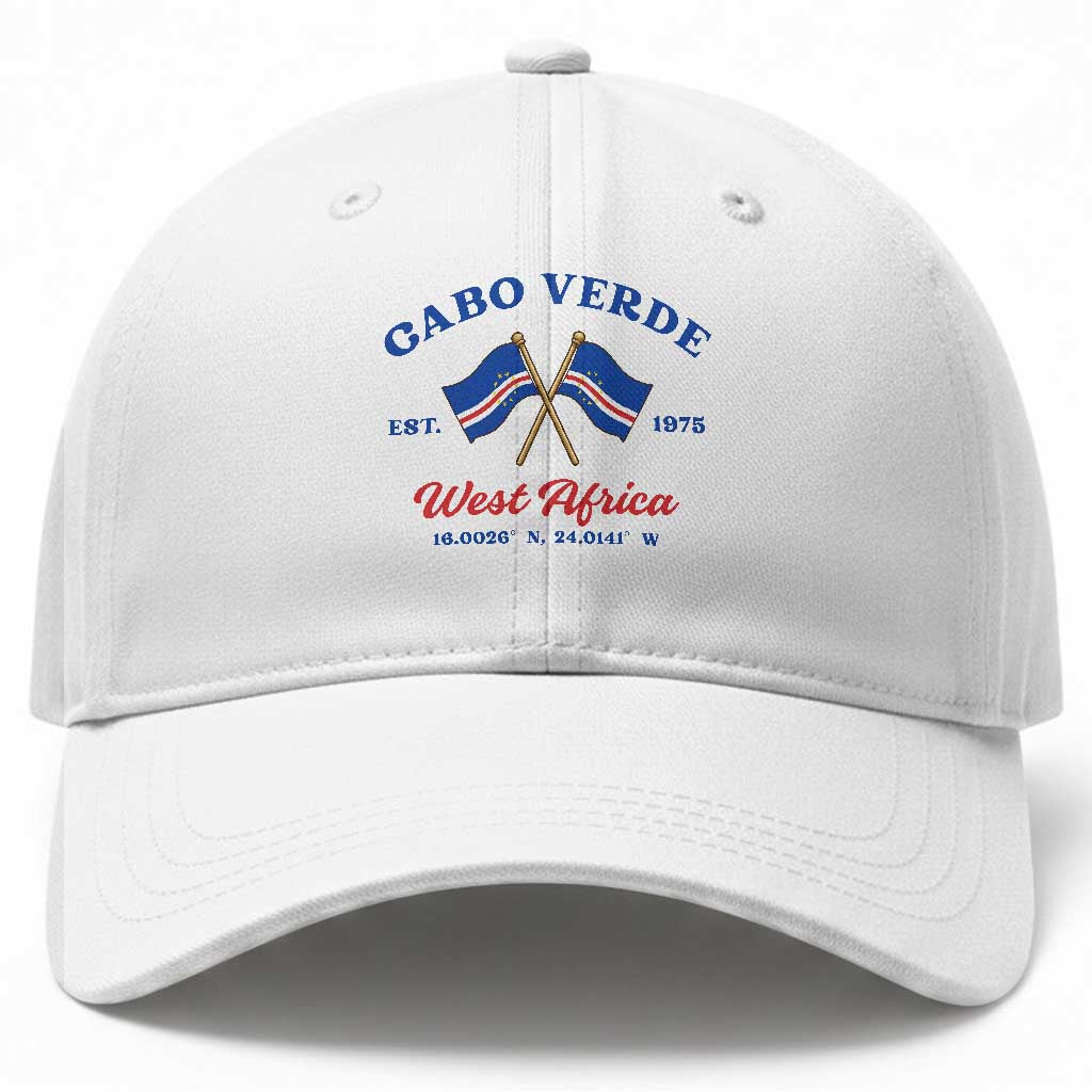 Cabo Verde West Africa Crossed Flags Baseball Cap Cape Verde Est 1975 Retro National Pride TS02 Print Your Wear