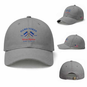 Cabo Verde West Africa Crossed Flags Baseball Cap Cape Verde Est 1975 Retro National Pride TS02 Baseball Cap Universal Fit Sport Gray Print Your Wear