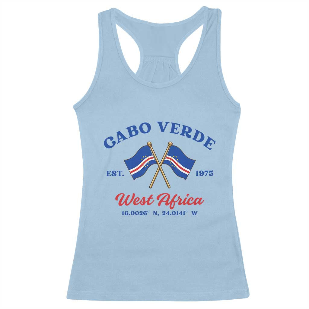 Cabo Verde West Africa Crossed Flags Racerback Tank Top Cape Verde Est 1975 Retro National Pride TS02 Light Blue Print Your Wear