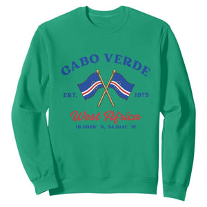 Cabo Verde West Africa Crossed Flags Sweatshirt Cape Verde Est 1975 Retro National Pride TS02 Irish Green Print Your Wear