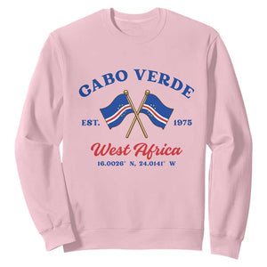 Cabo Verde West Africa Crossed Flags Sweatshirt Cape Verde Est 1975 Retro National Pride TS02 Light Pink Print Your Wear