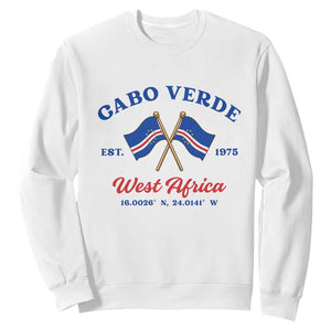 Cabo Verde West Africa Crossed Flags Sweatshirt Cape Verde Est 1975 Retro National Pride TS02 White Print Your Wear