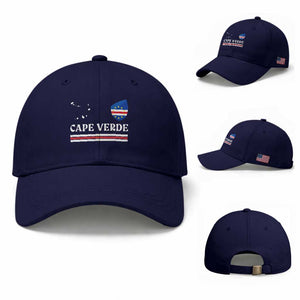 Cape Verde Country Map Shield Emblem Baseball Cap Cabo Verde Roots National Pride Gift TS02 Baseball Cap Universal Fit Dark Blue Print Your Wear