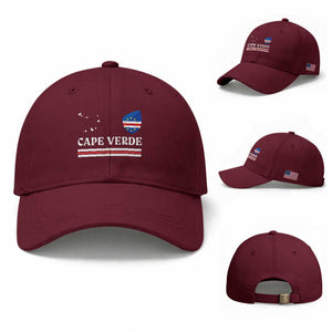 Cape Verde Country Map Shield Emblem Baseball Cap Cabo Verde Roots National Pride Gift TS02 Baseball Cap Universal Fit Maroon Print Your Wear