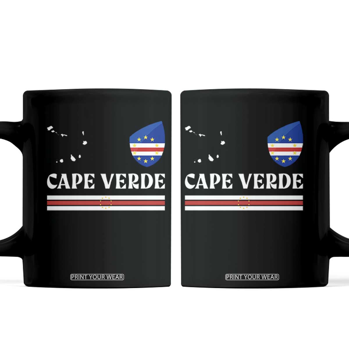 Cape Verde Country Map Shield Emblem Coffee Mug Cabo Verde Roots National Pride Gift TS02 Black Print Your Wear