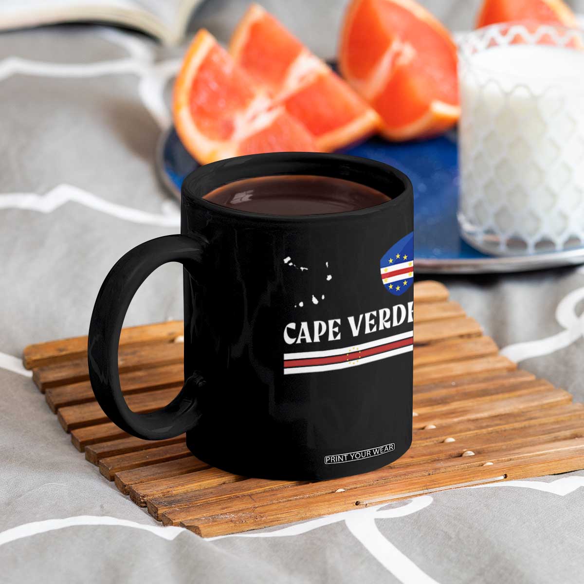 Cape Verde Country Map Shield Emblem Coffee Mug Cabo Verde Roots National Pride Gift TS02 Print Your Wear