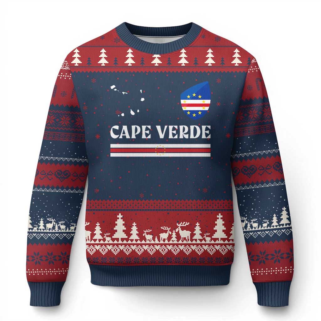 Cape Verde Country Map Shield Emblem Ugly Christmas Sweater Cabo Verde Roots National Pride Gift TS02 Navy Red Print Your Wear