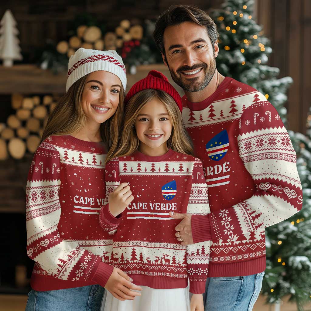 Cape Verde Country Map Shield Emblem Ugly Christmas Sweater Cabo Verde Roots National Pride Gift TS02 Red Beige Print Your Wear