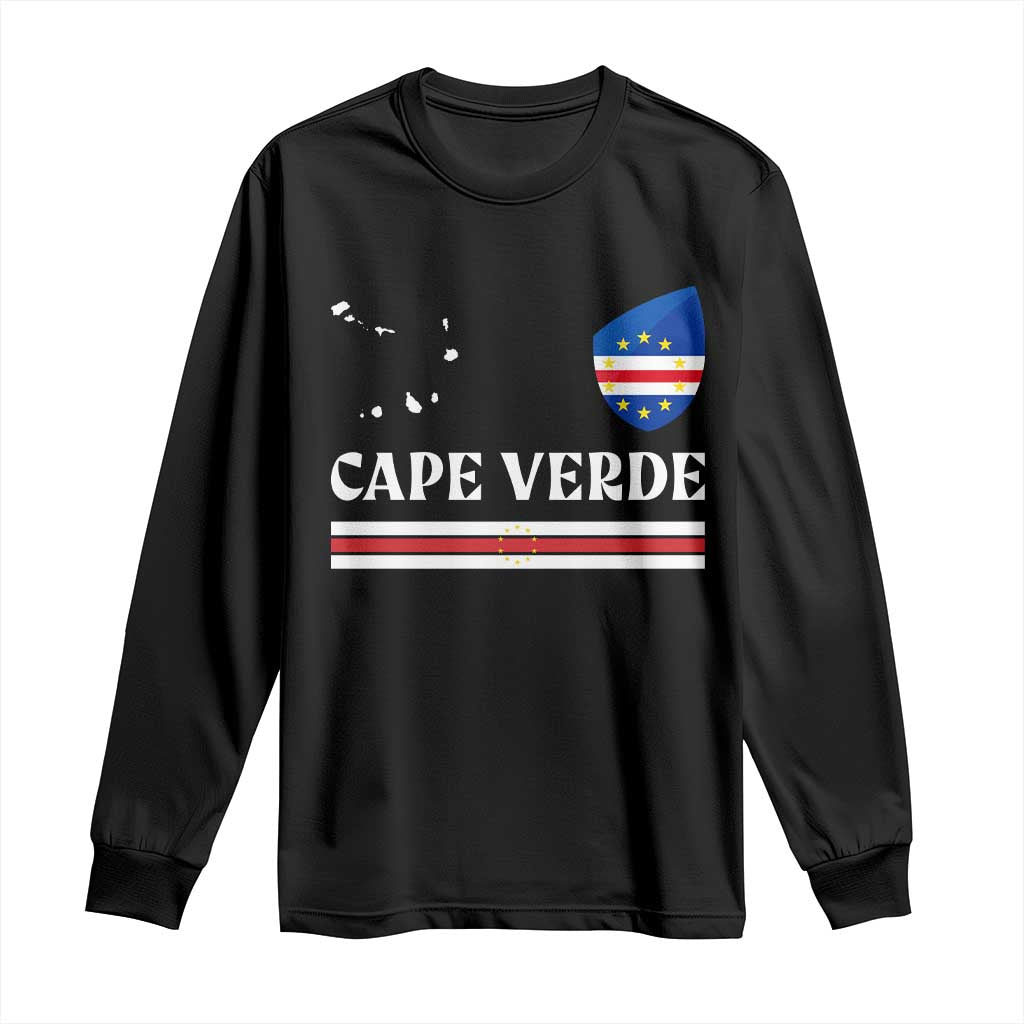 Cape Verde Country Map Shield Emblem Long Sleeve Shirt Cabo Verde Roots National Pride Gift TS02 Black Print Your Wear