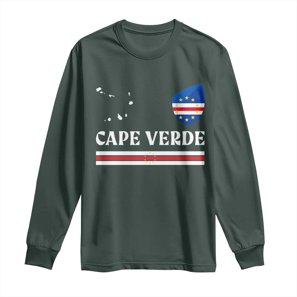 Cape Verde Country Map Shield Emblem Long Sleeve Shirt Cabo Verde Roots National Pride Gift TS02 Dark Forest Green Print Your Wear