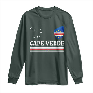 Cape Verde Country Map Shield Emblem Long Sleeve Shirt Cabo Verde Roots National Pride Gift TS02 Dark Forest Green Print Your Wear