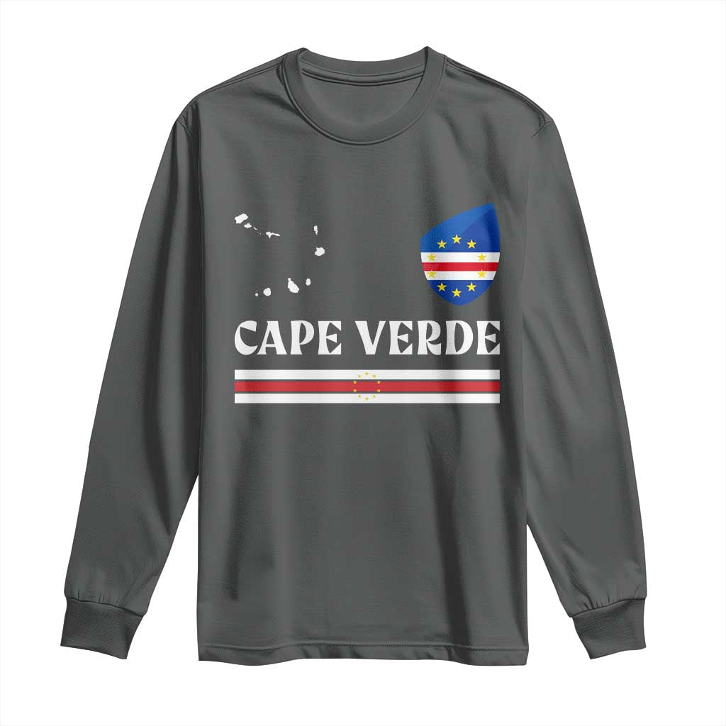 Cape Verde Country Map Shield Emblem Long Sleeve Shirt Cabo Verde Roots National Pride Gift TS02 Dark Heather Print Your Wear