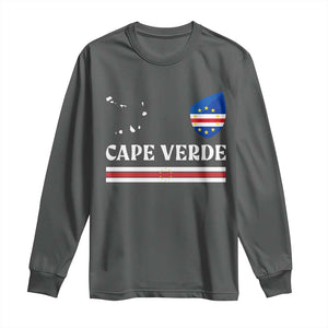Cape Verde Country Map Shield Emblem Long Sleeve Shirt Cabo Verde Roots National Pride Gift TS02 Dark Heather Print Your Wear
