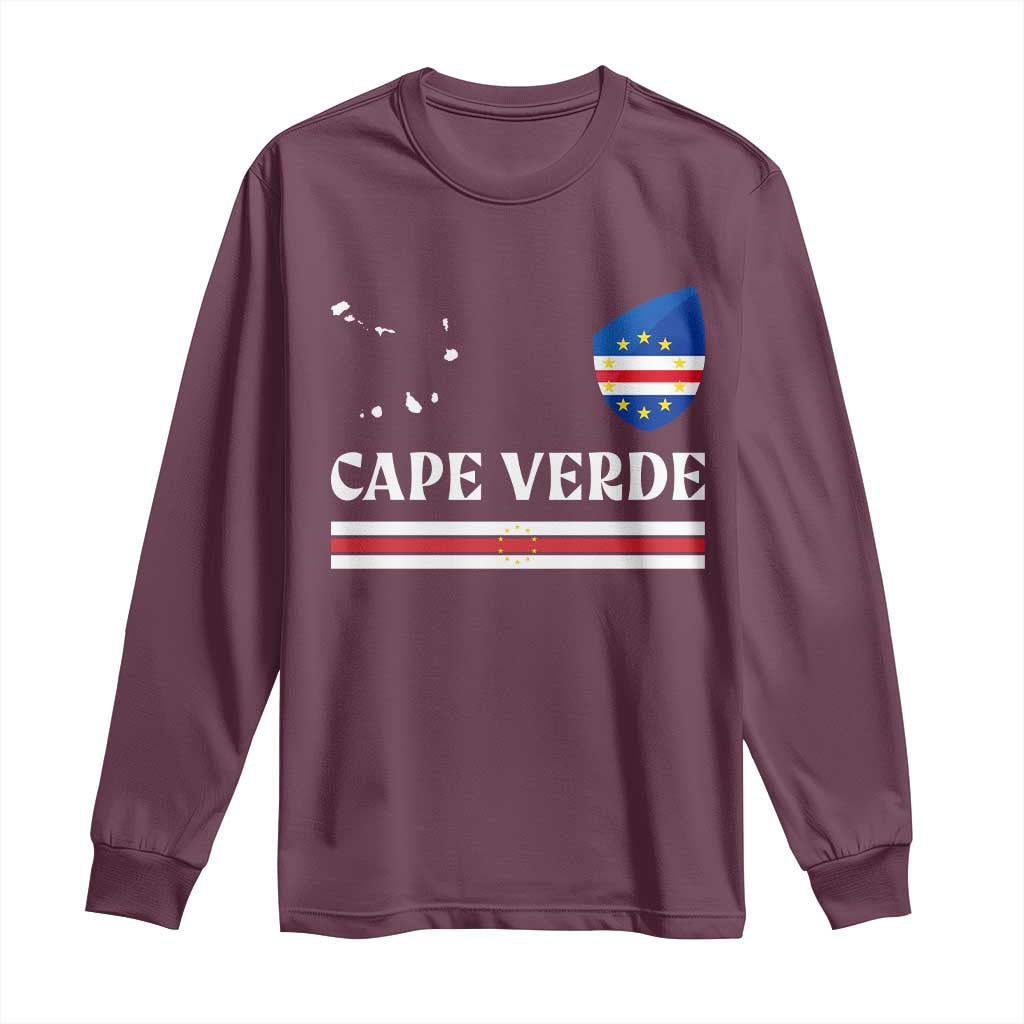 Cape Verde Country Map Shield Emblem Long Sleeve Shirt Cabo Verde Roots National Pride Gift TS02 Maroon Print Your Wear