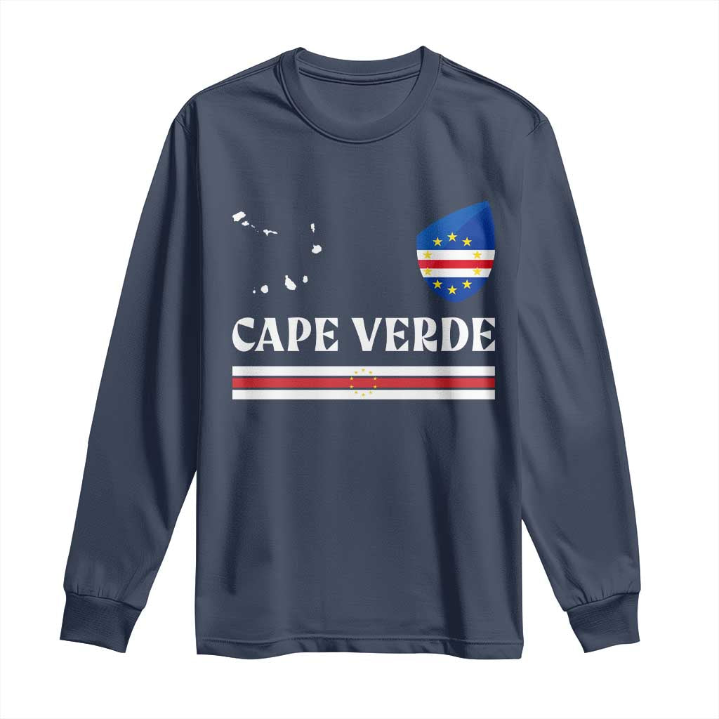 Cape Verde Country Map Shield Emblem Long Sleeve Shirt Cabo Verde Roots National Pride Gift TS02 Navy Print Your Wear