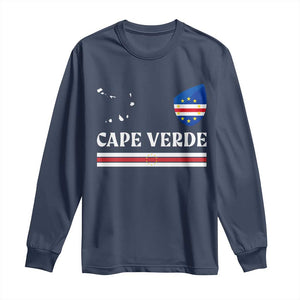 Cape Verde Country Map Shield Emblem Long Sleeve Shirt Cabo Verde Roots National Pride Gift TS02 Navy Print Your Wear
