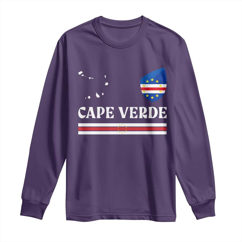 Cape Verde Country Map Shield Emblem Long Sleeve Shirt Cabo Verde Roots National Pride Gift TS02 Purple Print Your Wear