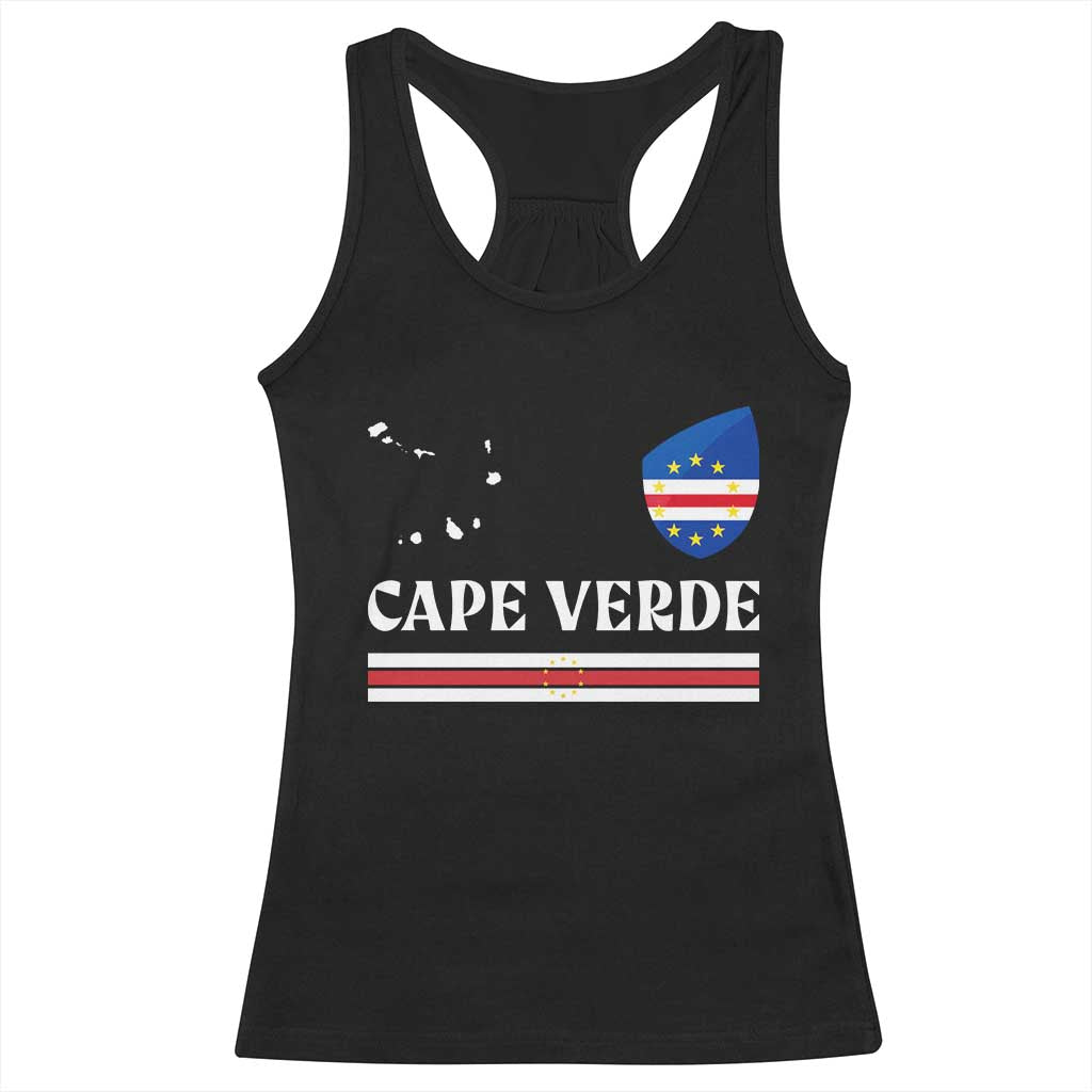 Cape Verde Country Map Shield Emblem Racerback Tank Top Cabo Verde Roots National Pride Gift TS02 Black Print Your Wear