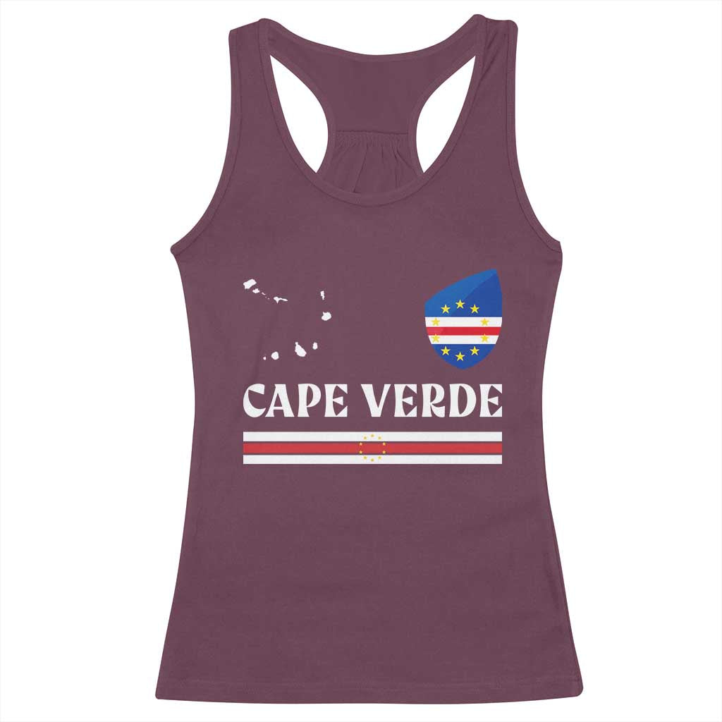 Cape Verde Country Map Shield Emblem Racerback Tank Top Cabo Verde Roots National Pride Gift TS02 Maroon Print Your Wear