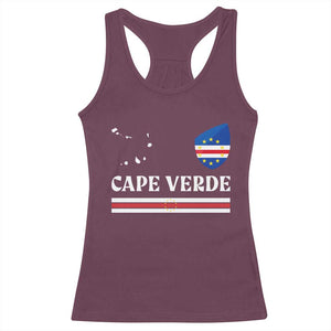 Cape Verde Country Map Shield Emblem Racerback Tank Top Cabo Verde Roots National Pride Gift TS02 Maroon Print Your Wear