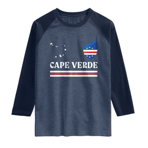 Cape Verde Country Map Shield Emblem Raglan Shirt Cabo Verde Roots National Pride Gift TS02 Heather Denim Navy Print Your Wear