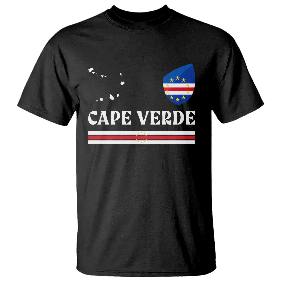 Cape Verde Country Map Shield Emblem T Shirt Cabo Verde Roots National Pride Gift TS02 Black Print Your Wear