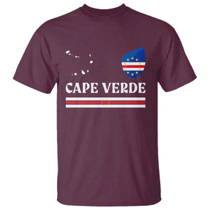 Cape Verde Country Map Shield Emblem T Shirt Cabo Verde Roots National Pride Gift TS02 Maroon Print Your Wear