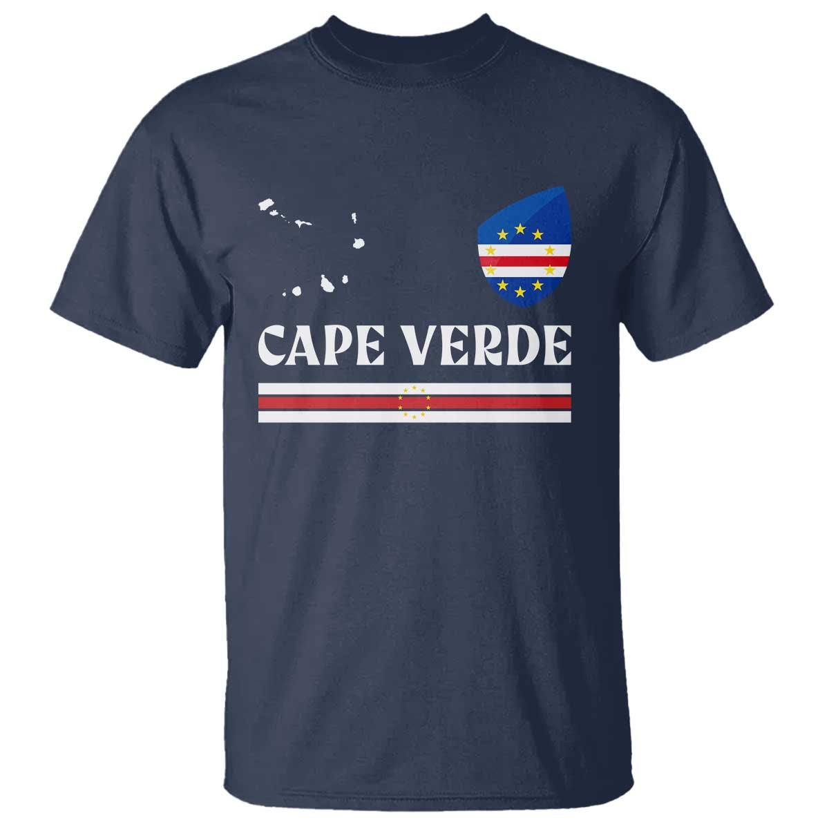 Cape Verde Country Map Shield Emblem T Shirt Cabo Verde Roots National Pride Gift TS02 Navy Print Your Wear