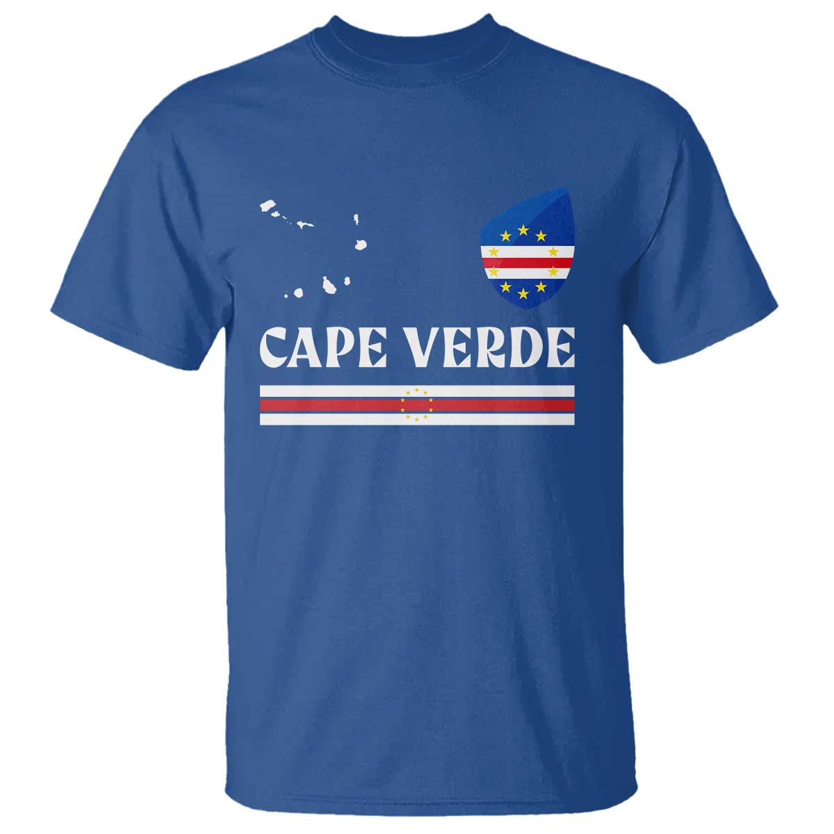 Cape Verde Country Map Shield Emblem T Shirt Cabo Verde Roots National Pride Gift TS02 Royal Blue Print Your Wear