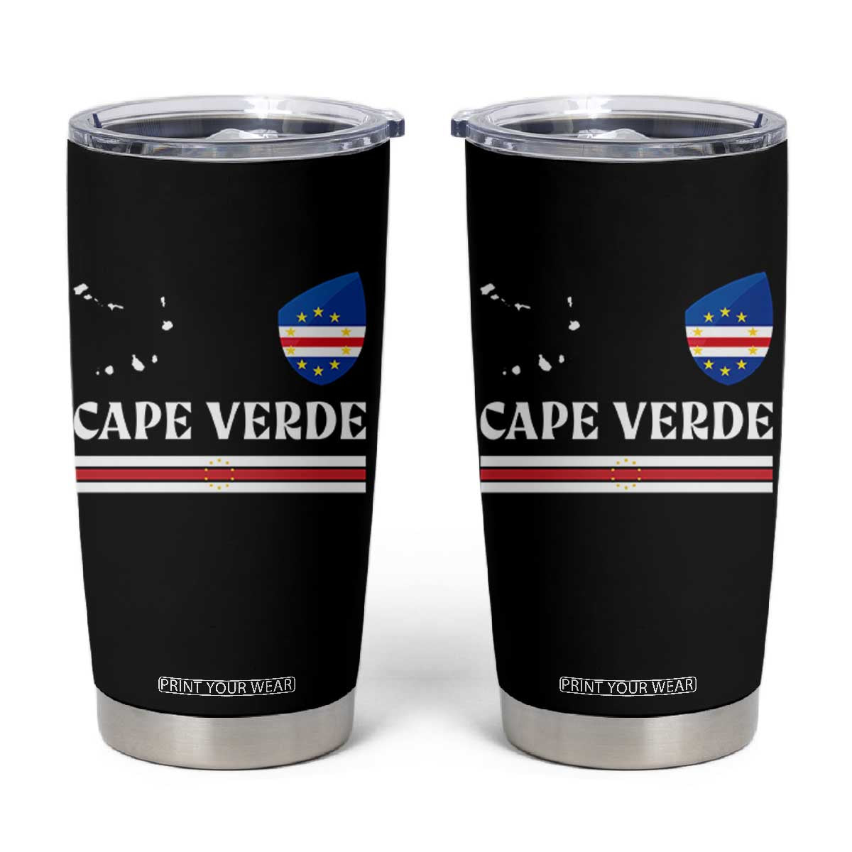 Cape Verde Country Map Shield Emblem Tumbler Cup Cabo Verde Roots National Pride Gift TS02 Black Print Your Wear