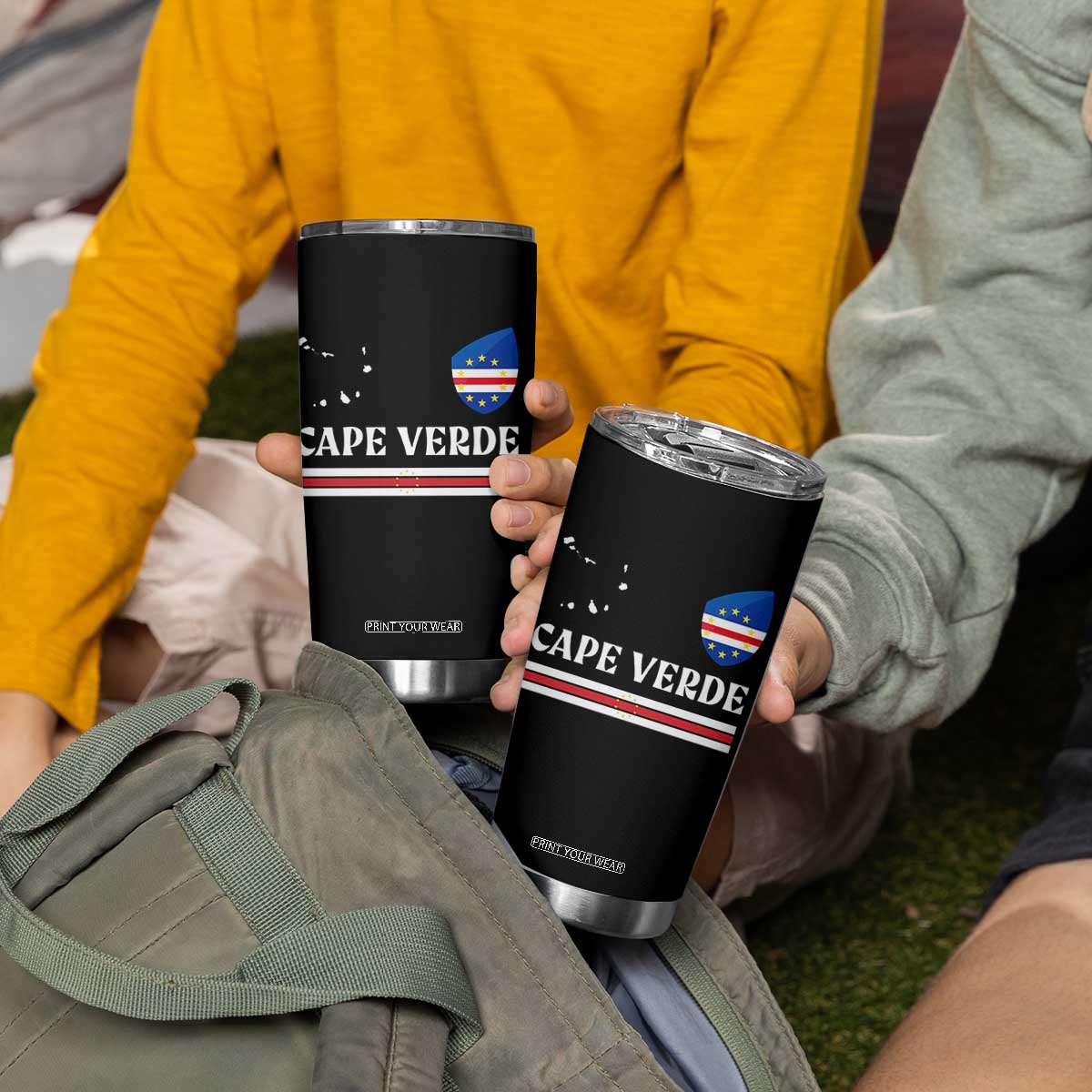 Cape Verde Country Map Shield Emblem Tumbler Cup Cabo Verde Roots National Pride Gift TS02 Print Your Wear