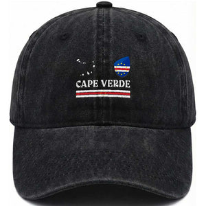 Cape Verde Country Map Shield Emblem Washed Cotton Baseball Cap Cabo Verde Roots National Pride Gift TS02 Print Your Wear
