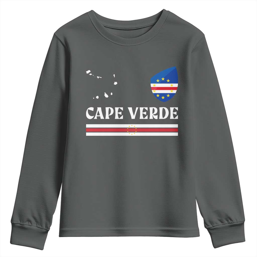 Cape Verde Country Map Shield Emblem Youth Sweatshirt Cabo Verde Roots National Pride Gift TS02 Dark Heather Print Your Wear