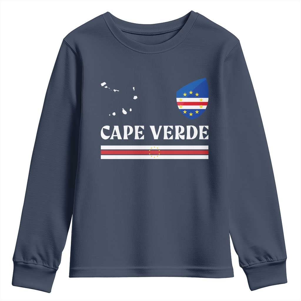 Cape Verde Country Map Shield Emblem Youth Sweatshirt Cabo Verde Roots National Pride Gift TS02 Navy Print Your Wear