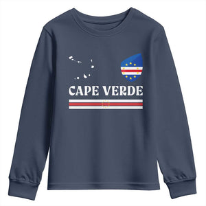 Cape Verde Country Map Shield Emblem Youth Sweatshirt Cabo Verde Roots National Pride Gift TS02 Navy Print Your Wear