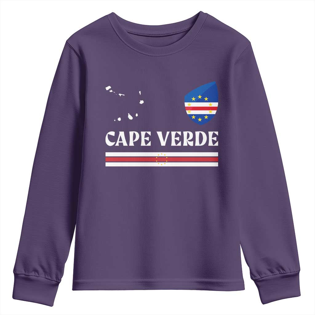 Cape Verde Country Map Shield Emblem Youth Sweatshirt Cabo Verde Roots National Pride Gift TS02 Purple Print Your Wear