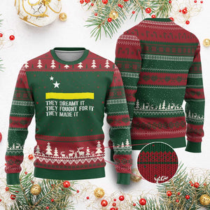 Curaçao Flag History Pride Ugly Christmas Sweater They Dreamt Fought Made It TS02 Red Green Print Your Wear