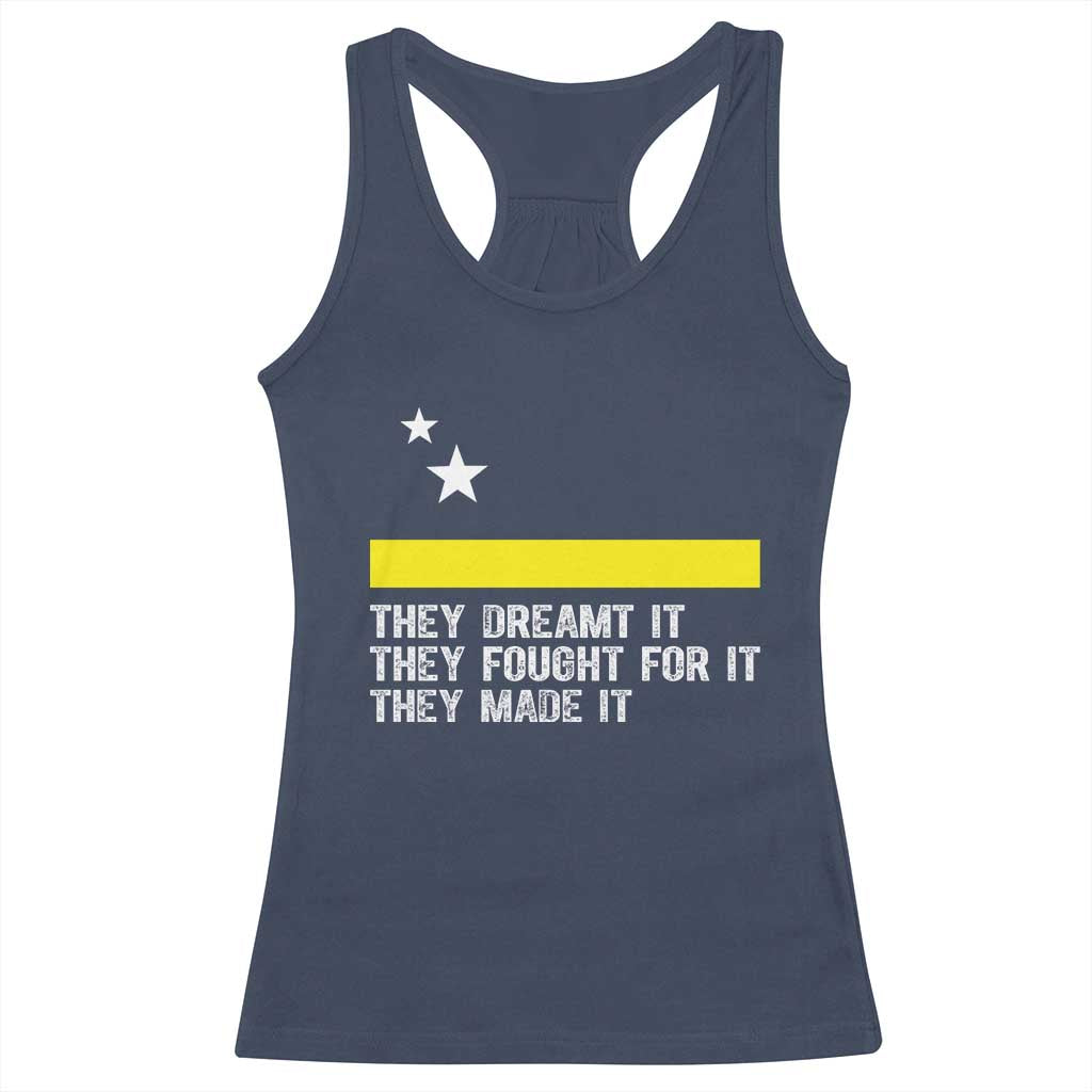 Curaçao Flag History Pride Racerback Tank Top They Dreamt Fought Made It TS02 Navy Print Your Wear